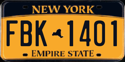 NY license plate FBK1401
