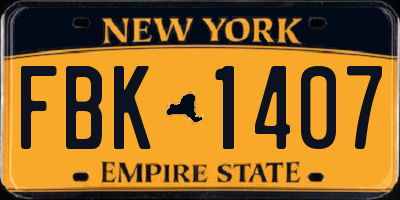 NY license plate FBK1407