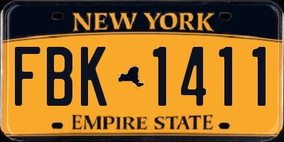 NY license plate FBK1411