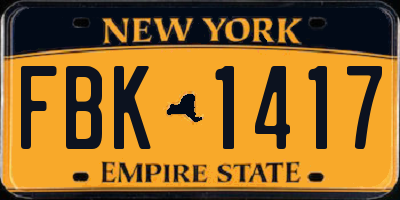 NY license plate FBK1417
