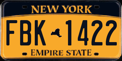 NY license plate FBK1422