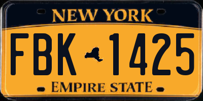 NY license plate FBK1425