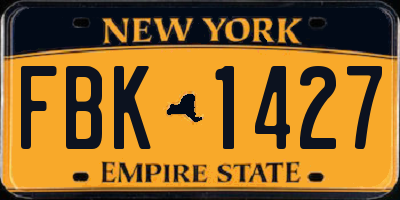 NY license plate FBK1427