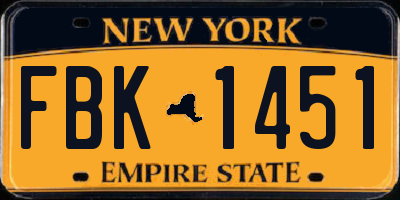 NY license plate FBK1451