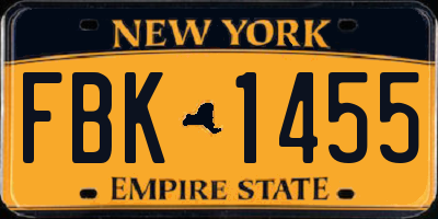 NY license plate FBK1455