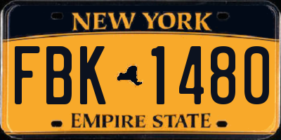 NY license plate FBK1480