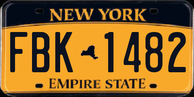 NY license plate FBK1482