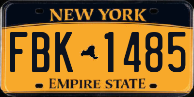 NY license plate FBK1485