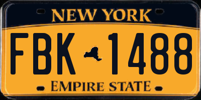 NY license plate FBK1488