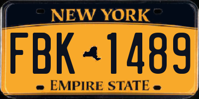 NY license plate FBK1489