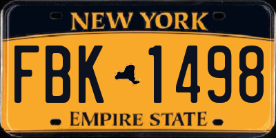 NY license plate FBK1498