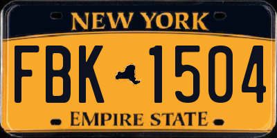 NY license plate FBK1504