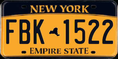 NY license plate FBK1522