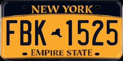 NY license plate FBK1525