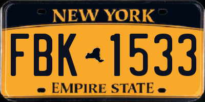 NY license plate FBK1533