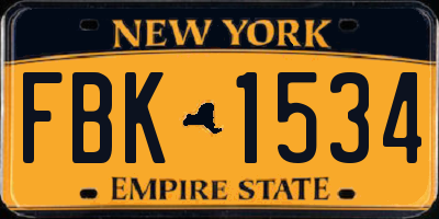 NY license plate FBK1534