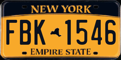 NY license plate FBK1546