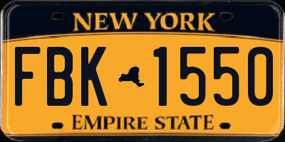 NY license plate FBK1550