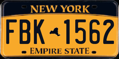 NY license plate FBK1562