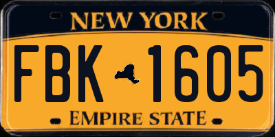 NY license plate FBK1605