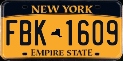 NY license plate FBK1609