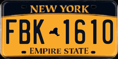 NY license plate FBK1610