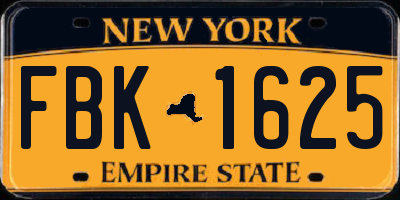 NY license plate FBK1625