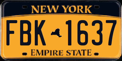 NY license plate FBK1637