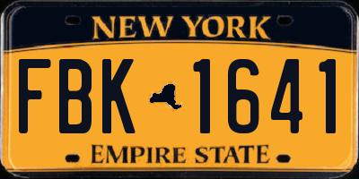 NY license plate FBK1641