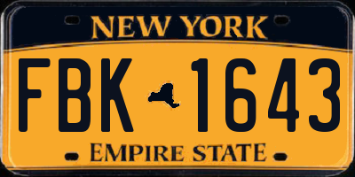 NY license plate FBK1643