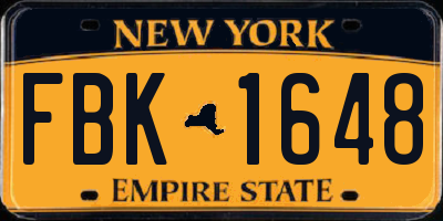 NY license plate FBK1648