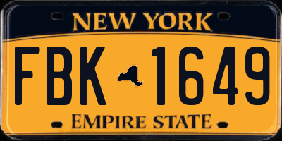 NY license plate FBK1649