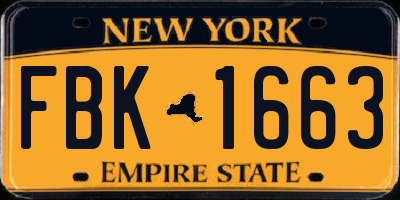 NY license plate FBK1663
