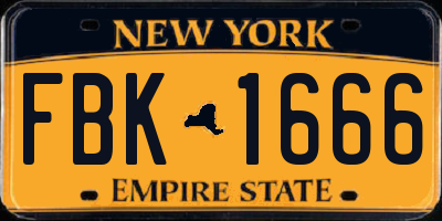 NY license plate FBK1666