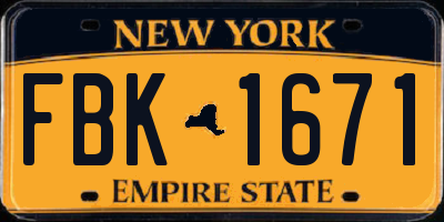 NY license plate FBK1671