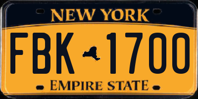 NY license plate FBK1700
