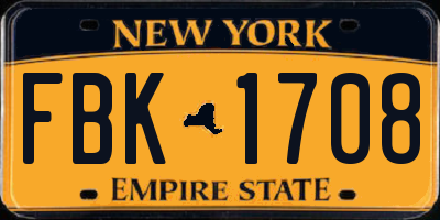 NY license plate FBK1708