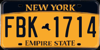 NY license plate FBK1714