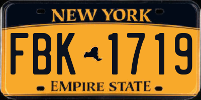 NY license plate FBK1719
