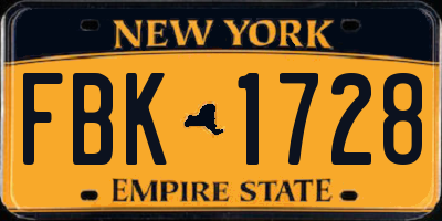 NY license plate FBK1728