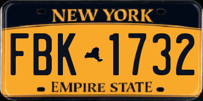 NY license plate FBK1732