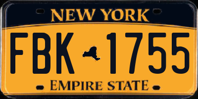 NY license plate FBK1755