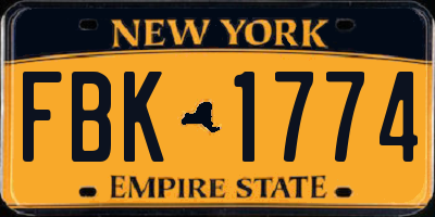 NY license plate FBK1774