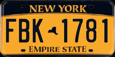 NY license plate FBK1781
