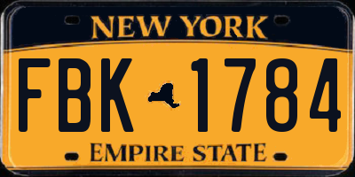 NY license plate FBK1784