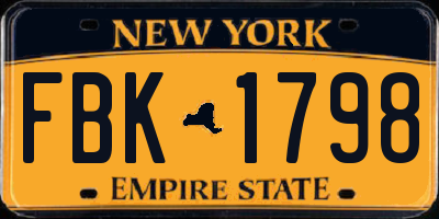 NY license plate FBK1798