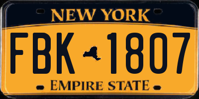 NY license plate FBK1807