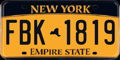 NY license plate FBK1819