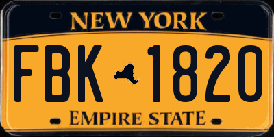 NY license plate FBK1820