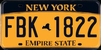 NY license plate FBK1822